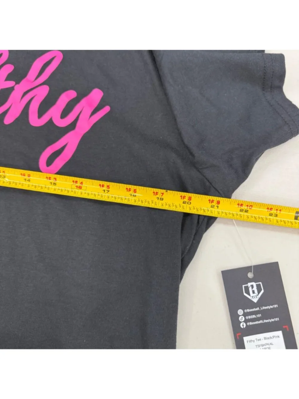 Baseball Lifestyle 101 Filthy Black Short Sleeve Graphic T Shirt Mens Large NEW - Picture 5 of 6